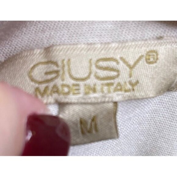 Giusy Blouse  Medium Ivory Tan  Floral 100% Silk - Picture 6 of 8